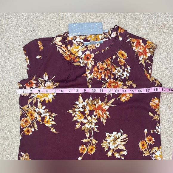 Daniel Rainn Burgundy Floral Blouse | Size PXS | NWT - Picture 9 of 13